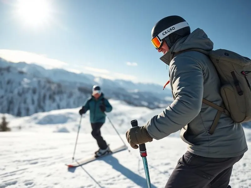 Ski instructor teaching guests on the slopes of Gulmarg